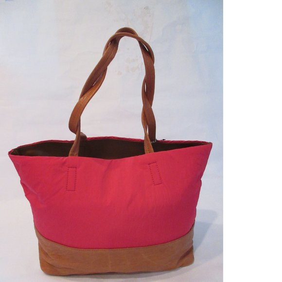 DKNY  Color Block Madison Leather Caramel Pink Tote Bag - Picture 3 of 7